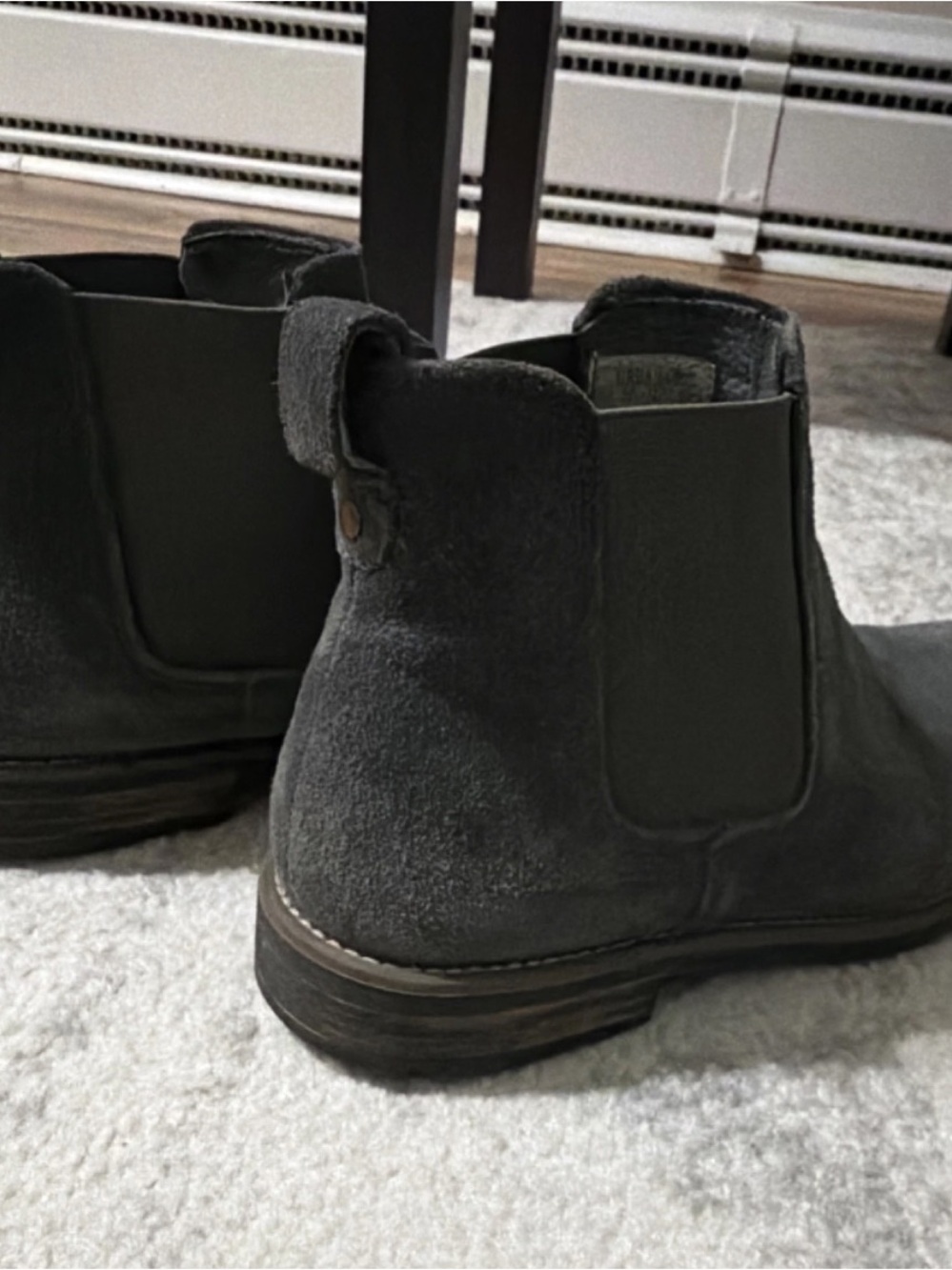 Gray Suede Chelsea Boots with Elastic Side Panels